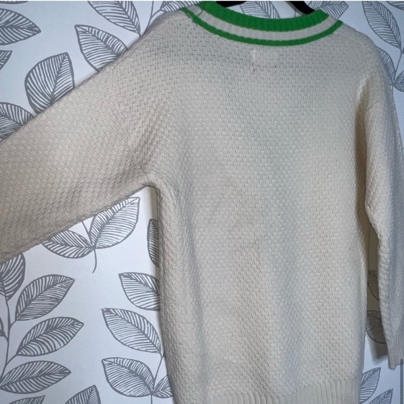 Future Collective Varsity Cardigan Sweater XS Kahlana Barfield Brown Ivory Green - Picture 10 of 12